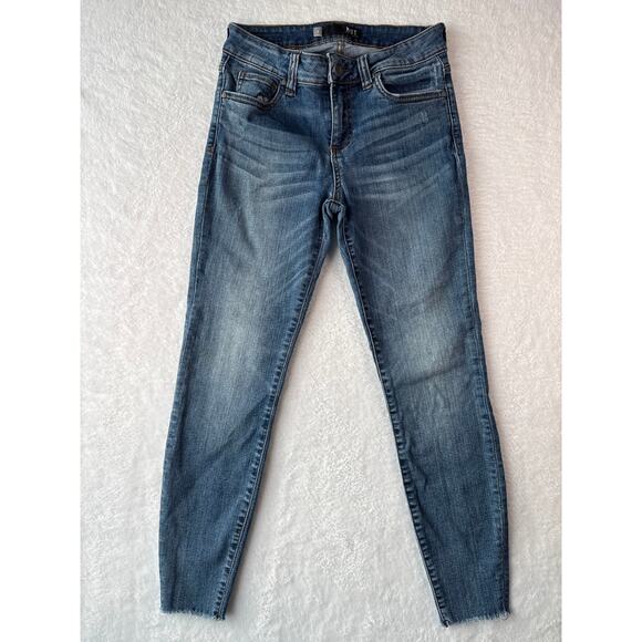 Kut From The Kloth Connie Ankle Skinny Jeans Size 2 Raw Hem Classic Denim - Picture 1 of 8